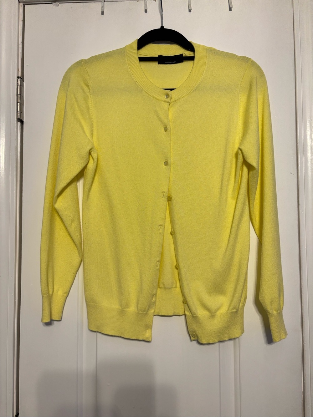 Women's Lightweight Yellow Button-Front Cardigan Sweater